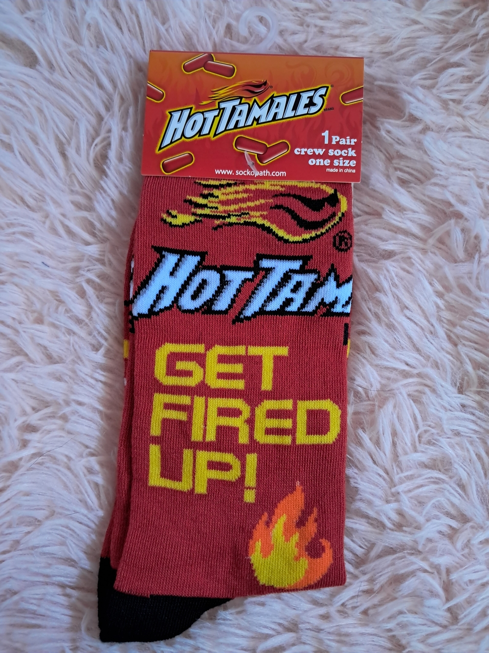 Hot Topic Men’s Red Hot Tamale 'Get Fired Up' Crew Socks! Nwt!
